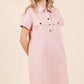 Mittoshop Button Detail Collared Neck Short Sleeve Shirt Dress - Farnelli