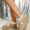 Round Toe Platform Boots - Beige