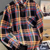 Men's Full Size Vintage Plaid Flannel Button-Down Shirt Plus Size - Red