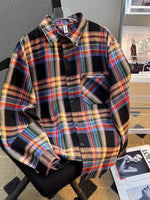 Men's Full Size Vintage Plaid Flannel Button-Down Shirt Plus Size - Farnelli