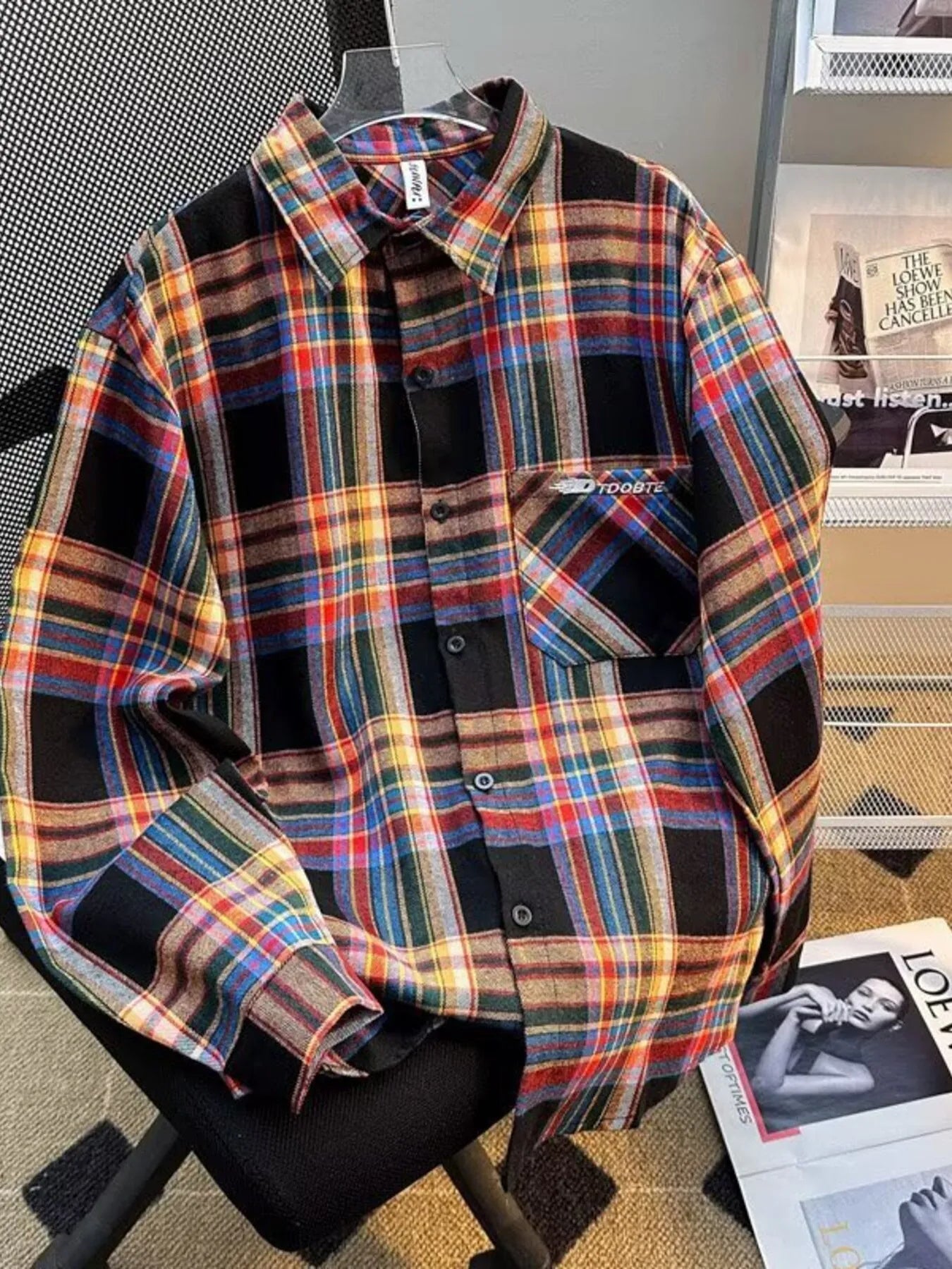 Men's Full Size Vintage Plaid Flannel Button-Down Shirt Plus Size - Farnelli