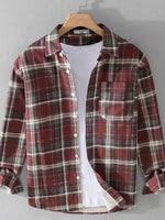 Men's Plus Size Plaid Button Up Long Sleeve Shirt - Farnelli