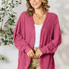 Basic Bae Full Size Ribbed Cocoon Cardigan - Pink