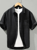 Men's Plus Size Textured Short Sleeve Casual Shirt - Farnelli