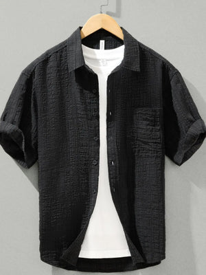 Men's Plus Size Textured Short Sleeve Casual Shirt - Farnelli