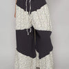 POL Contrast Floral Drawstring Wide Leg Pants - CHARCOAL
