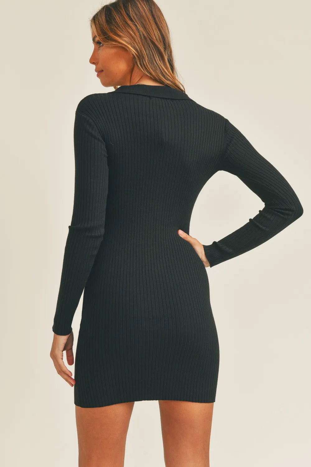 Mable Button Up Ribbed Mini Shirt Dress - Farnelli