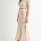 MABLE Pointelle Short Sleeve Crop Top and Slit Skirt Sweater Set - Farnelli