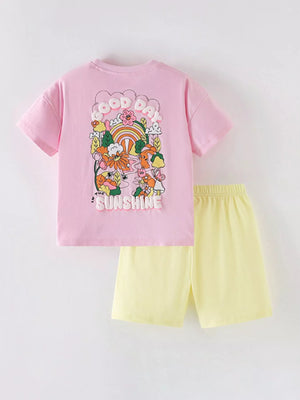 Children's Floral Print Short Sleeve T-Shirt & Shorts Set - Farnelli