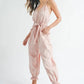MABLE Washed Fabric Spaghetti Strap Waist Belted Jumpsuit - Farnelli