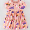 Children's Unicorn Print Casual Short Sleeve Dress - Watermelon pink