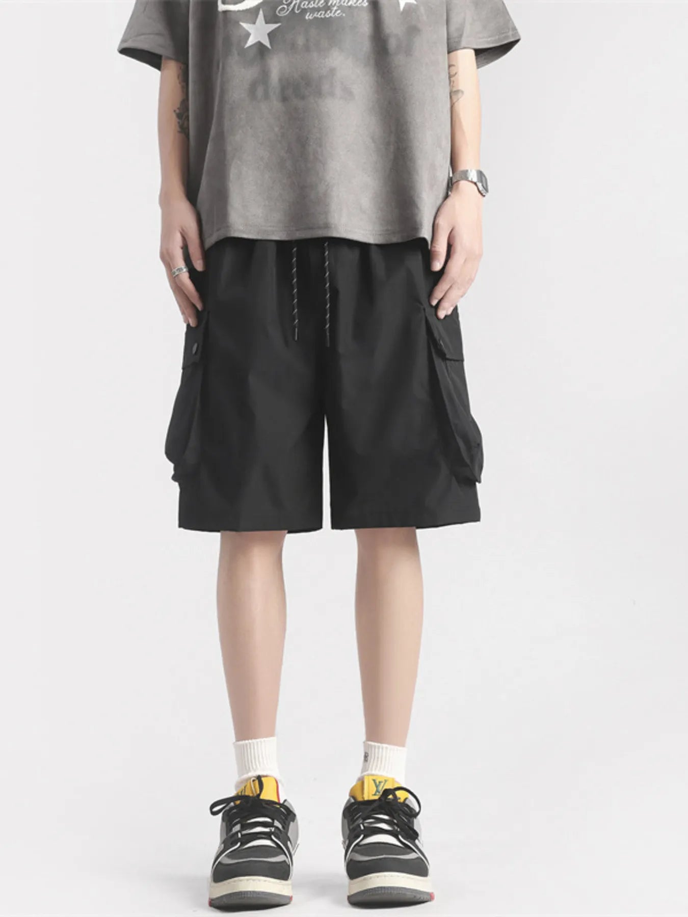 Men's Plus Size Casual Cargo Shorts with Drawstring - Farnelli