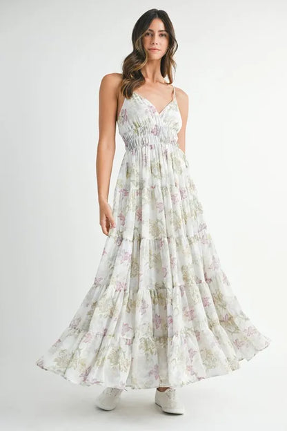 MABLE Floral Print Tiered Cami Maxi Dress - Farnelli
