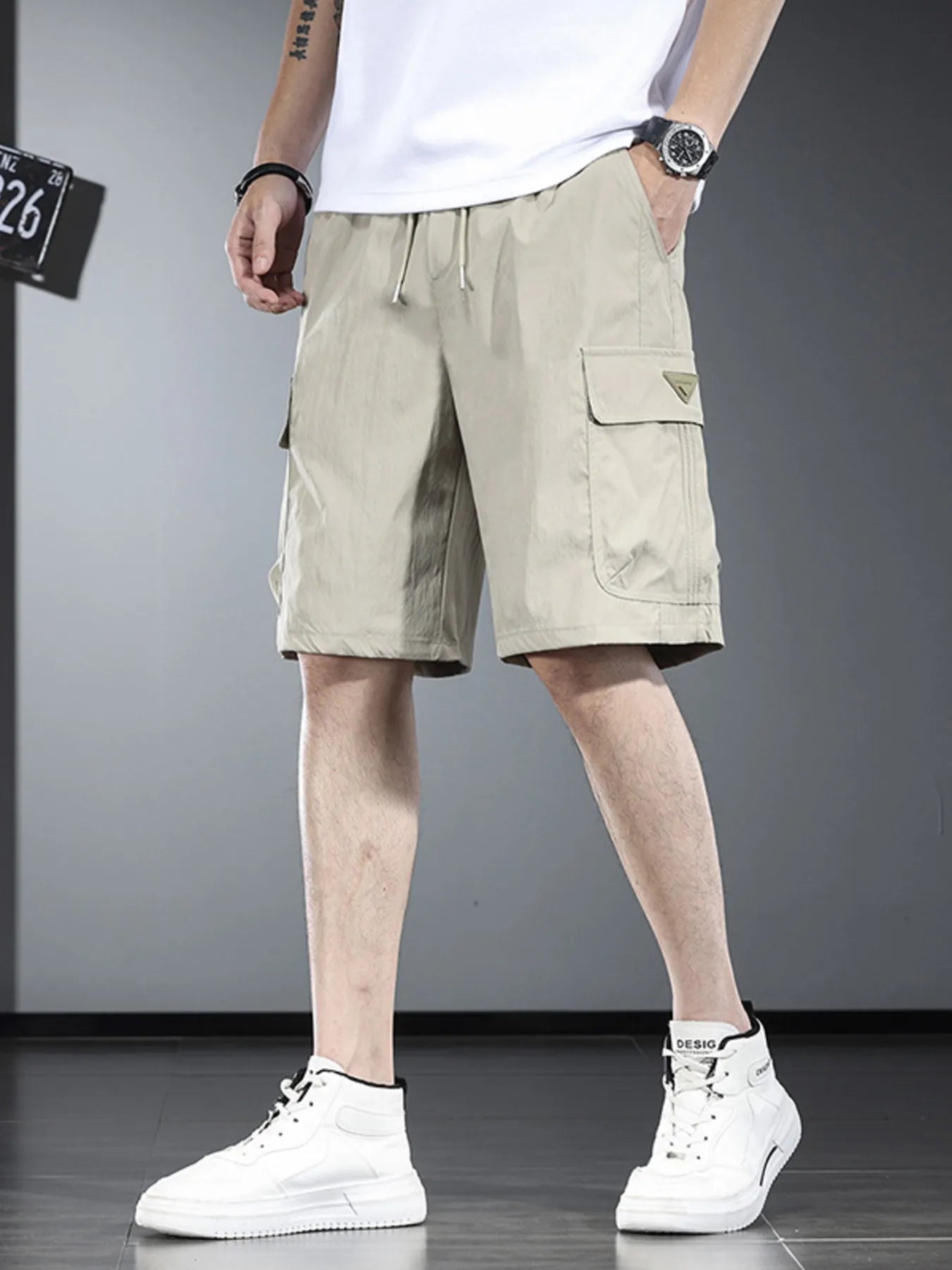 Men's Plus Size Drawstring Cargo Shorts - Farnelli
