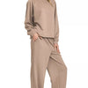 Zenana Scuba Crewneck Sweatshirt and Pants Set - COCOA