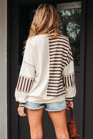 Ariana Stripe Stitched Oversized Sweatshirt - Farnelli