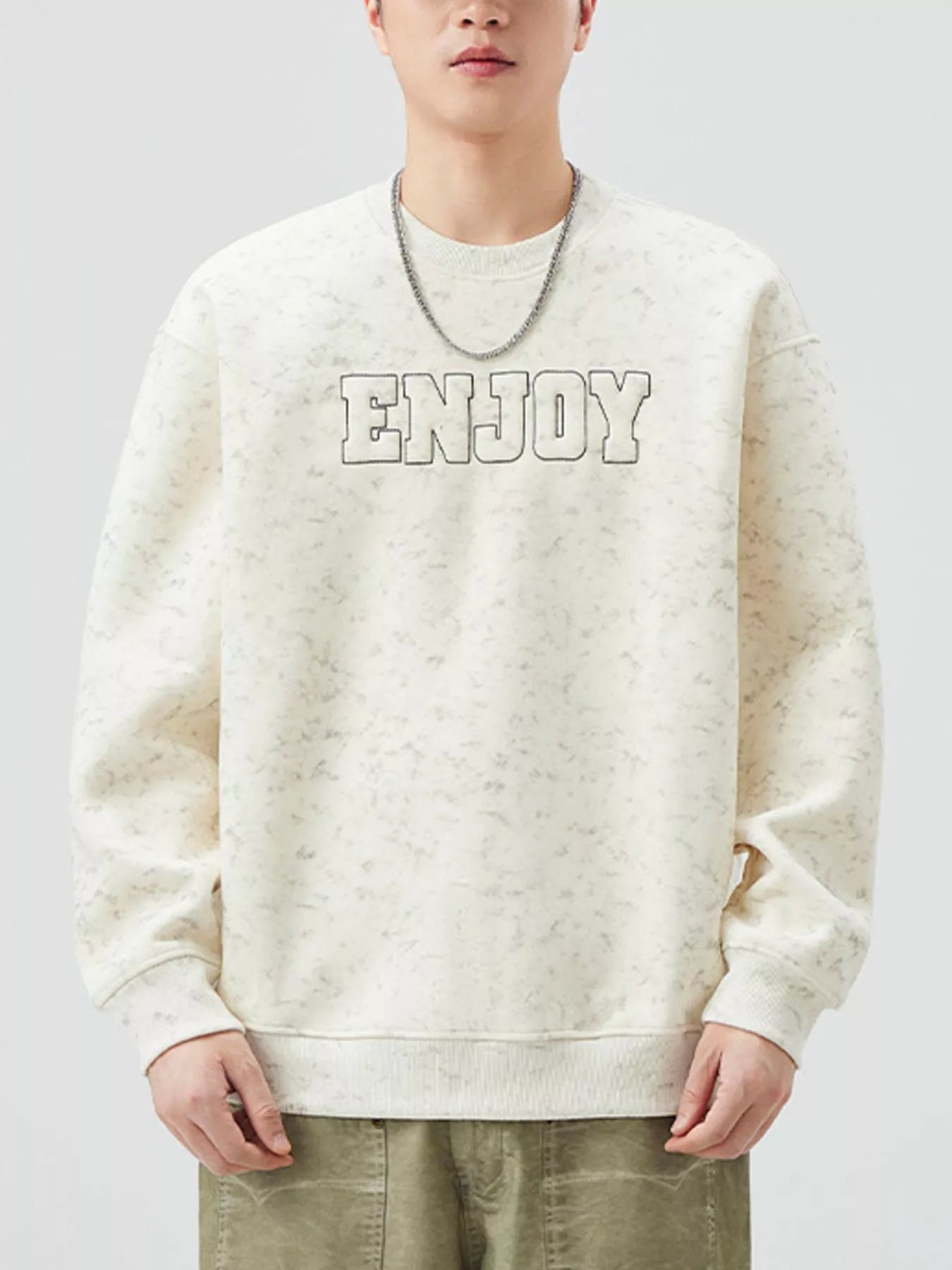 Men's Plus Size Enjoy Round Neck Long Sleeve Sweatshirt - Farnelli