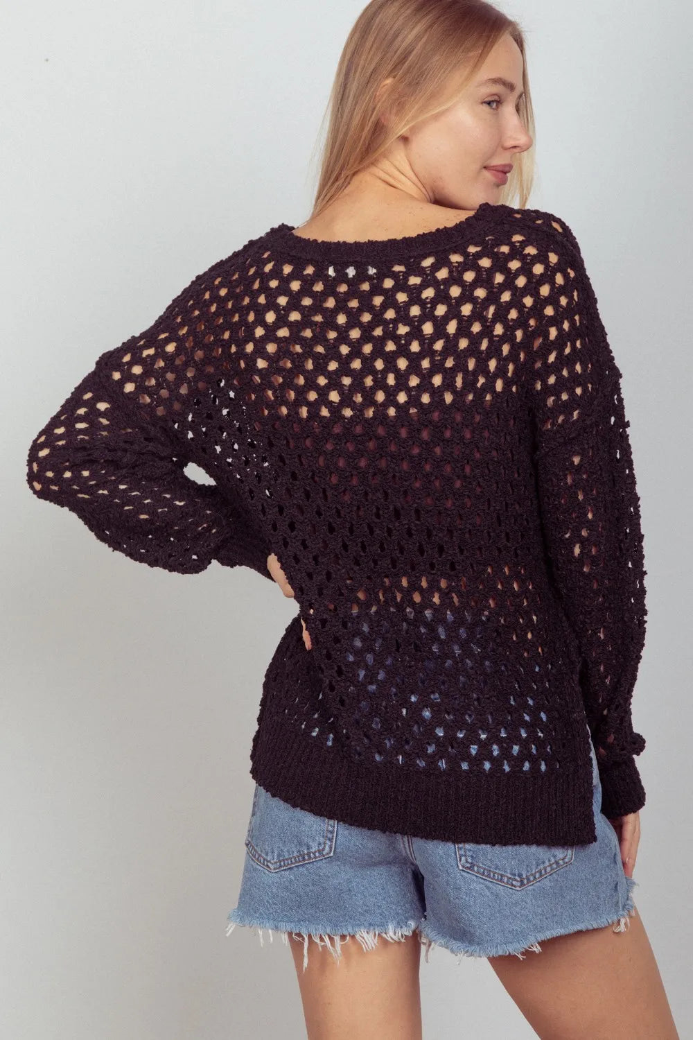 VERY J Openwork Slit Knit Cover Up - Farnelli