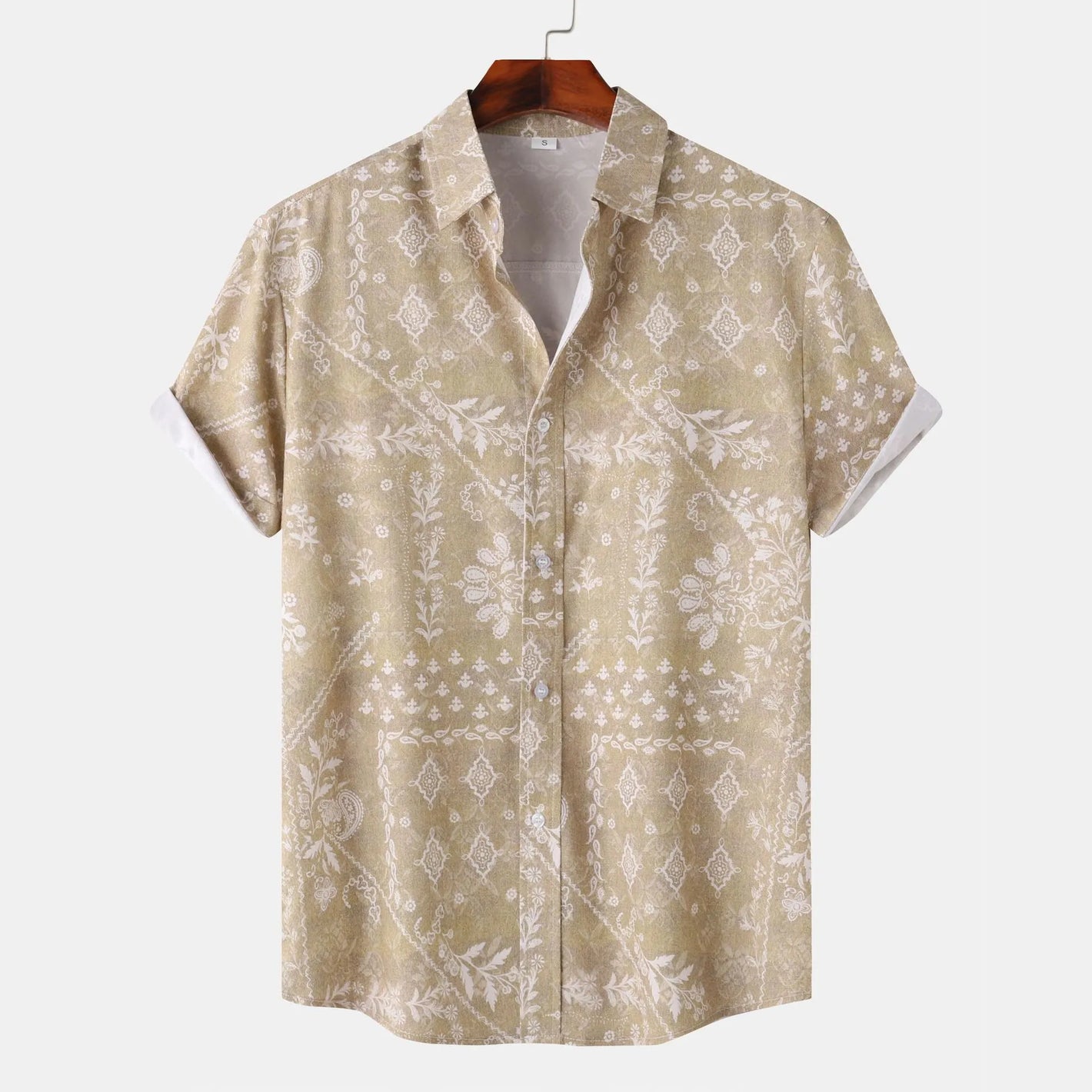 Men's Printed Short Sleeve Button-Up Shirt - Farnelli