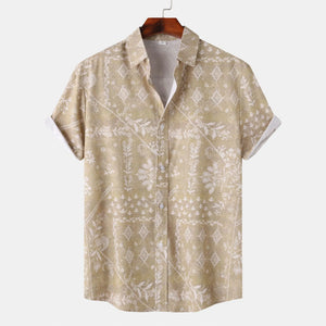 Men's Printed Short Sleeve Button-Up Shirt - Farnelli