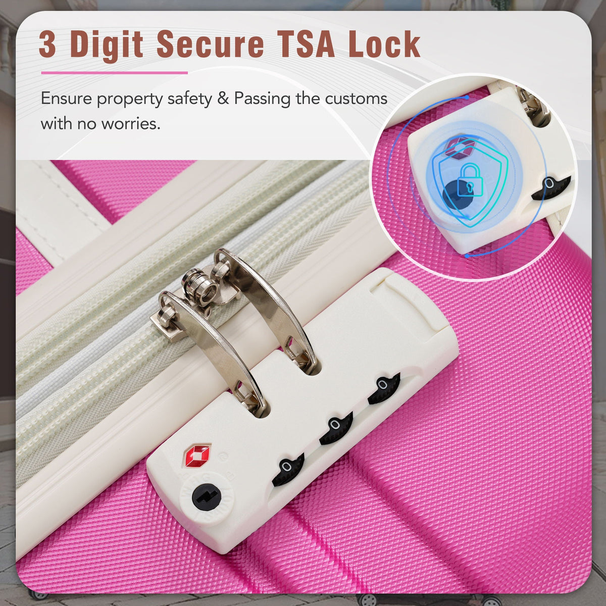 HouseOfZazla 4-piece hardshell luggage set with TSA locks in multiple colors, shown together