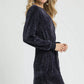 Umgee Velour Drawstring Mini Dress with Long Sleeves - Farnelli