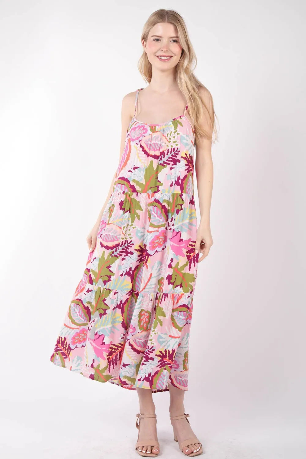 VERY J Tropical Printed Cami Midi Dress - Farnelli
