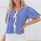 Dream Stripe Tied Front Blouse - Farnelli