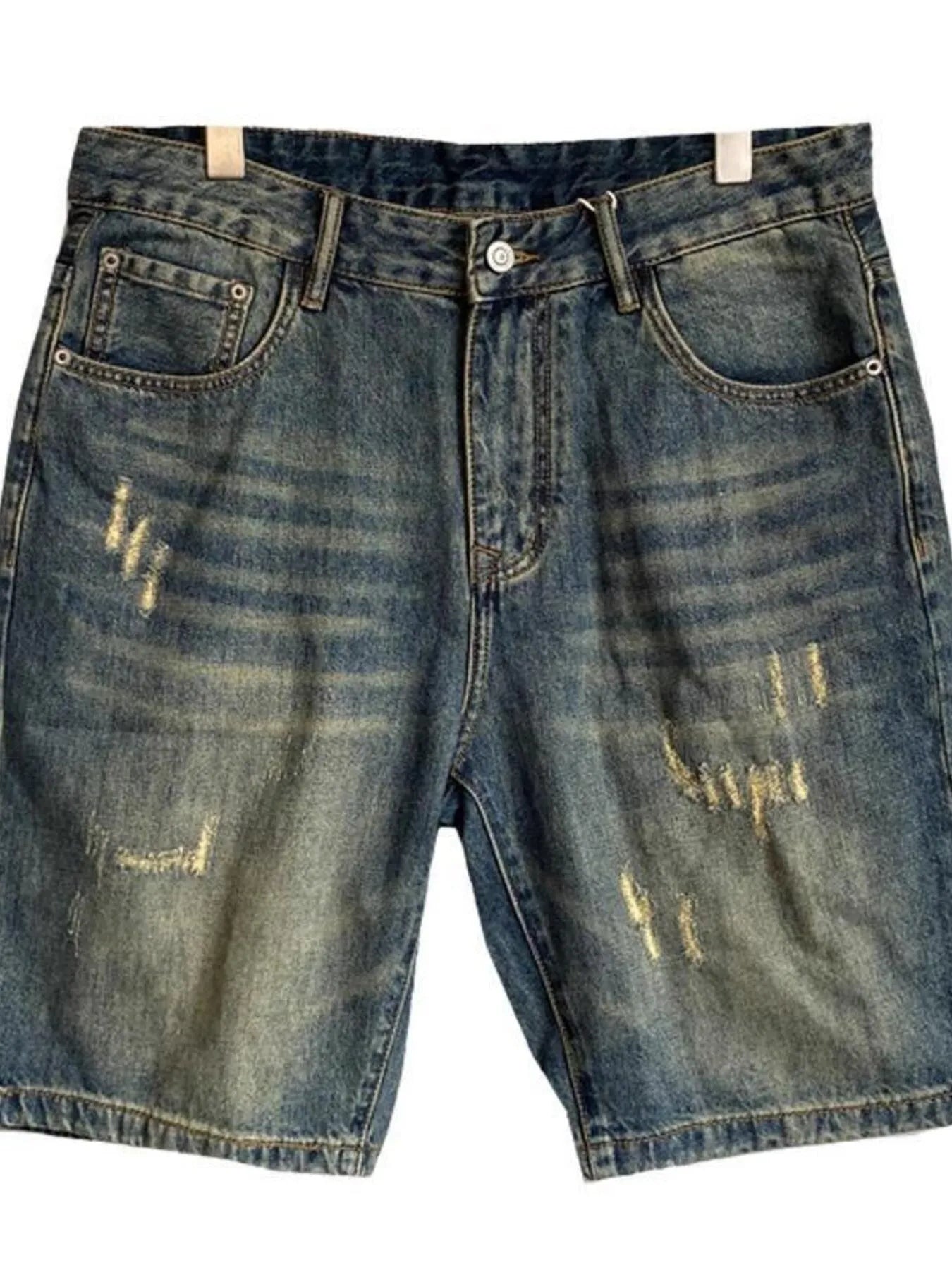 Men's Vintage Washed Distressed Denim Shorts - Farnelli