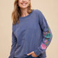 Annie Wear Embroidered Long Sleeve French Terry Top - Farnelli
