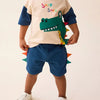 Children's Dinosaur Applique Two-Piece Set - Beige