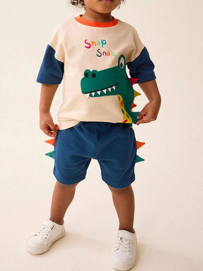Children's Dinosaur Applique Two-Piece Set - Farnelli