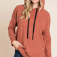 BOMBOM Contrast Drawstring Drop Shoulder Knit Hoodie - Farnelli