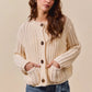 SO ME Metal Button Long Sleeve Chunky Sweater Cardigan - Farnelli