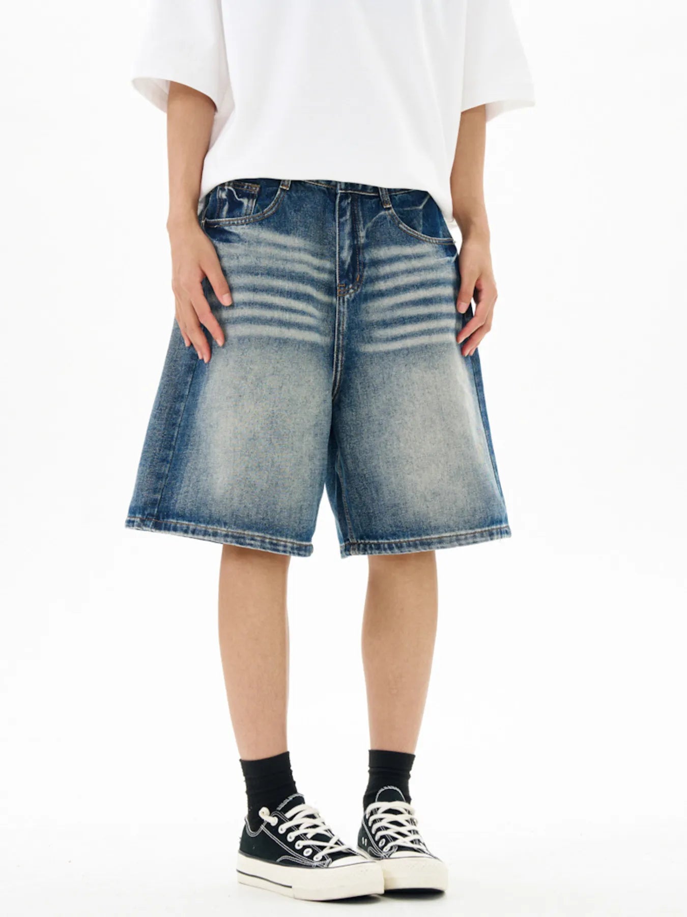 Men's Washed Loose Fit Denim Shorts - Farnelli
