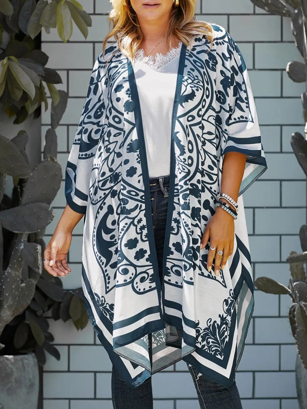 Printed Open Front Cover-Up - Farnelli