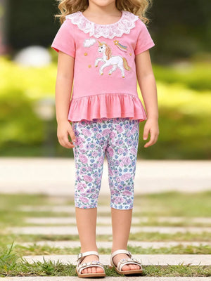 Children's Unicorn Top and Pants Two-Piece Set - Farnelli