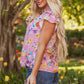 Aadhya Flutter Sleeve V Neck Floral Top - Farnelli