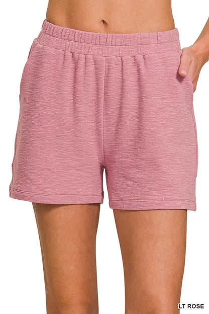 Zenana Cotton Slub Short Pants - Farnelli