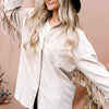 And The Why Full Size Fringe Back Detailed Button Down Shacket - Beige