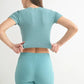 MONO B Essential Micro-ribbed Cropped Athleisure Tee - Farnelli