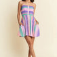 Davi & Dani Multi Color Ombre Printed Bodice Button Up Dress - Farnelli