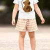Children's Bear Graphic Tee & Diamond Pattern Shorts Set - Beige