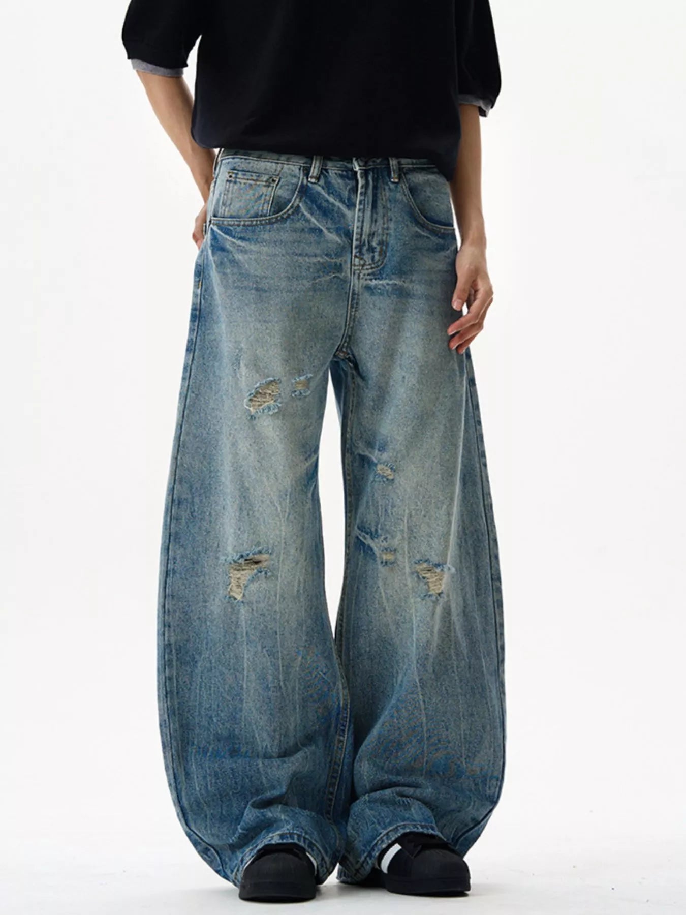 Men's Distressed Loose Fit Jeans - Farnelli
