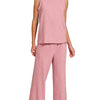 Zenana Cotton Slub Tank and Pants Set - LT ROSE