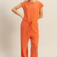 HYFVE Back Keyhole Round Neck Cap Sleeve Drawstring Jumpsuit - Farnelli