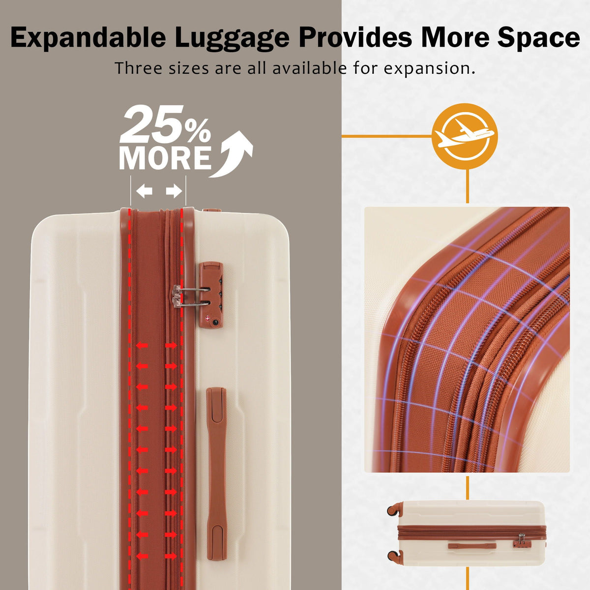 HouseOfZazla expandable 2-piece luggage set with TSA lock and spinner wheels in multiple colors