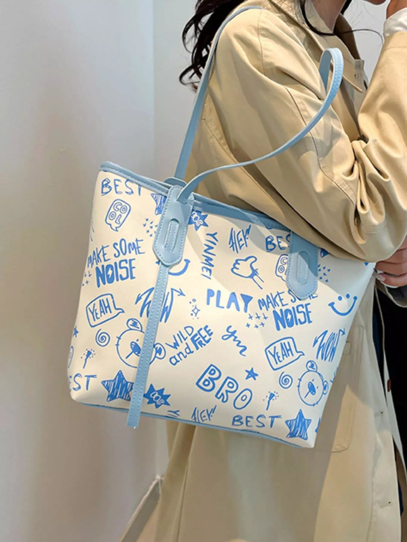 Graffiti Print Casual Tote Bag - Farnelli
