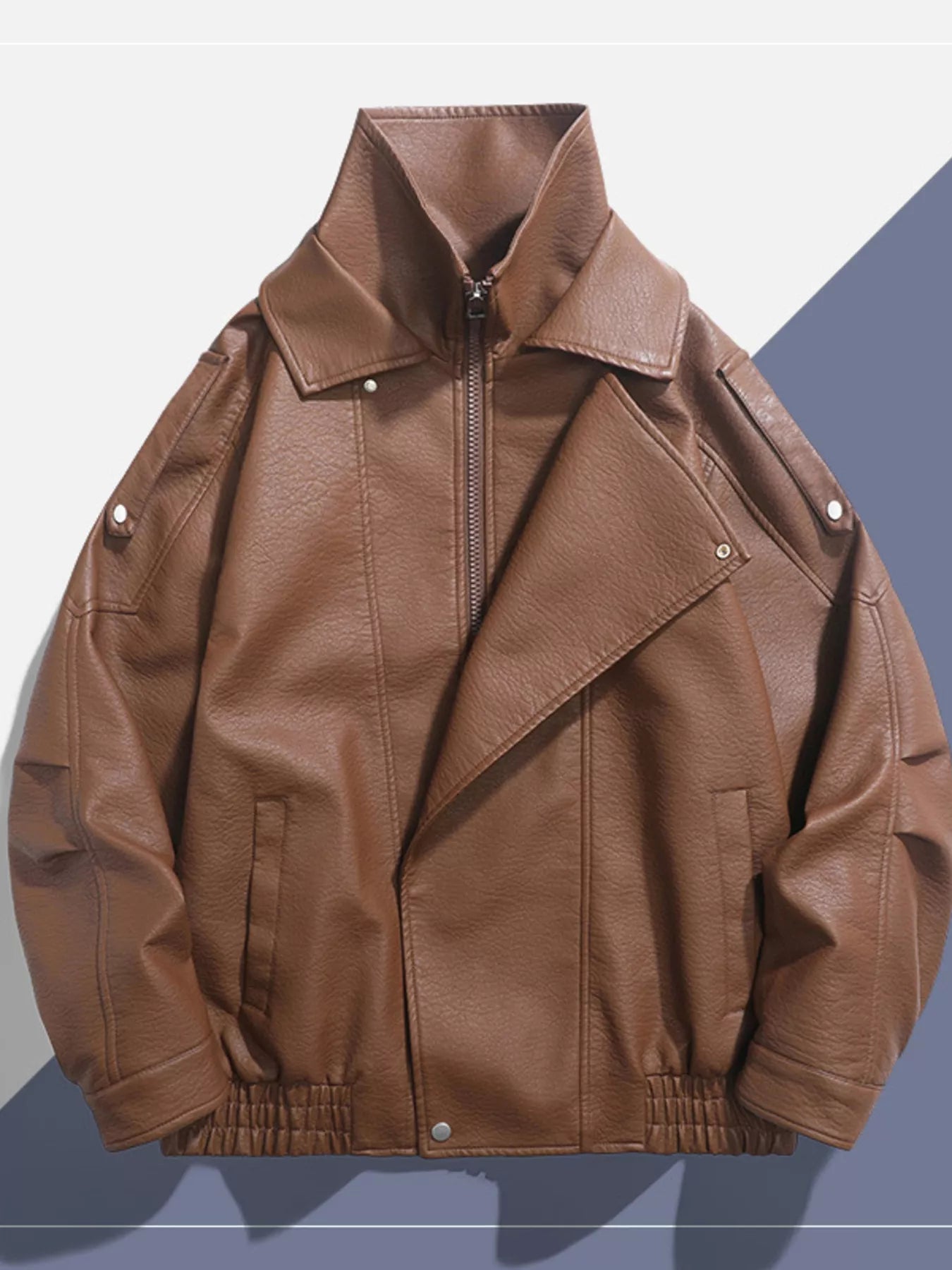 Men's Zip Up Leather Moto Jacket - Farnelli