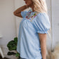 Kenzie Floral Embroidered Puff Sleeve Blouse - Farnelli